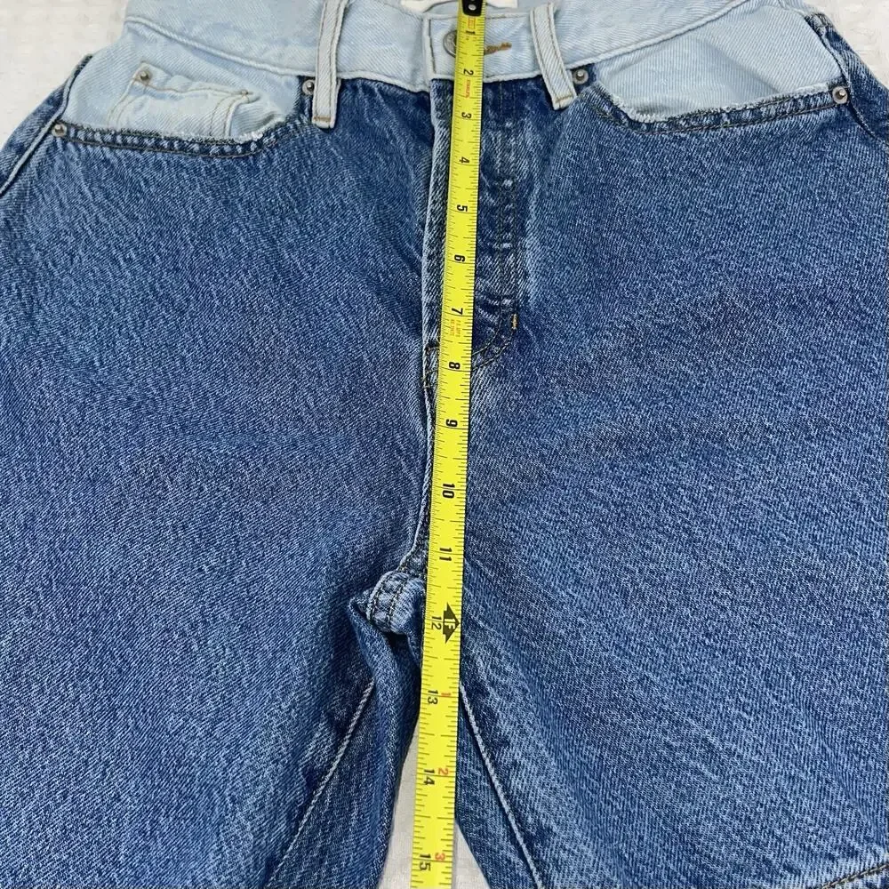 Pacsun Womens 25 Dad Jeans Two Tone Patchwork High Rise Straight Leg Blue